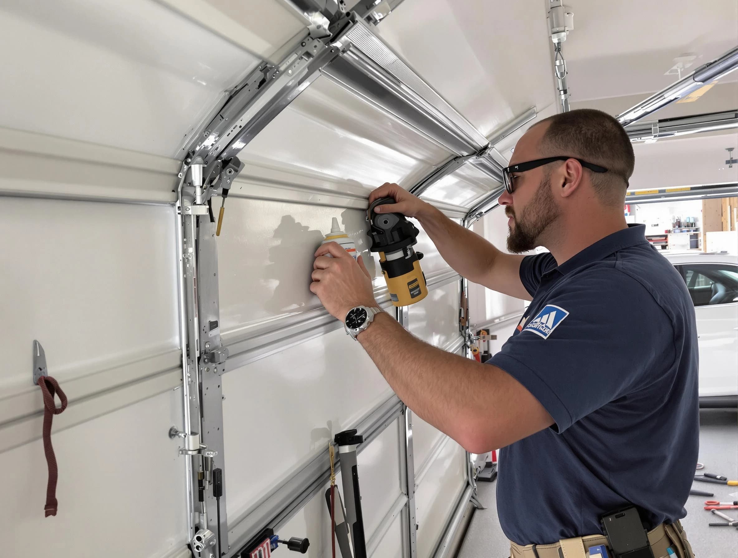 North Brunswick Garage Door Repair technician performing comprehensive noise reduction service in North Brunswick