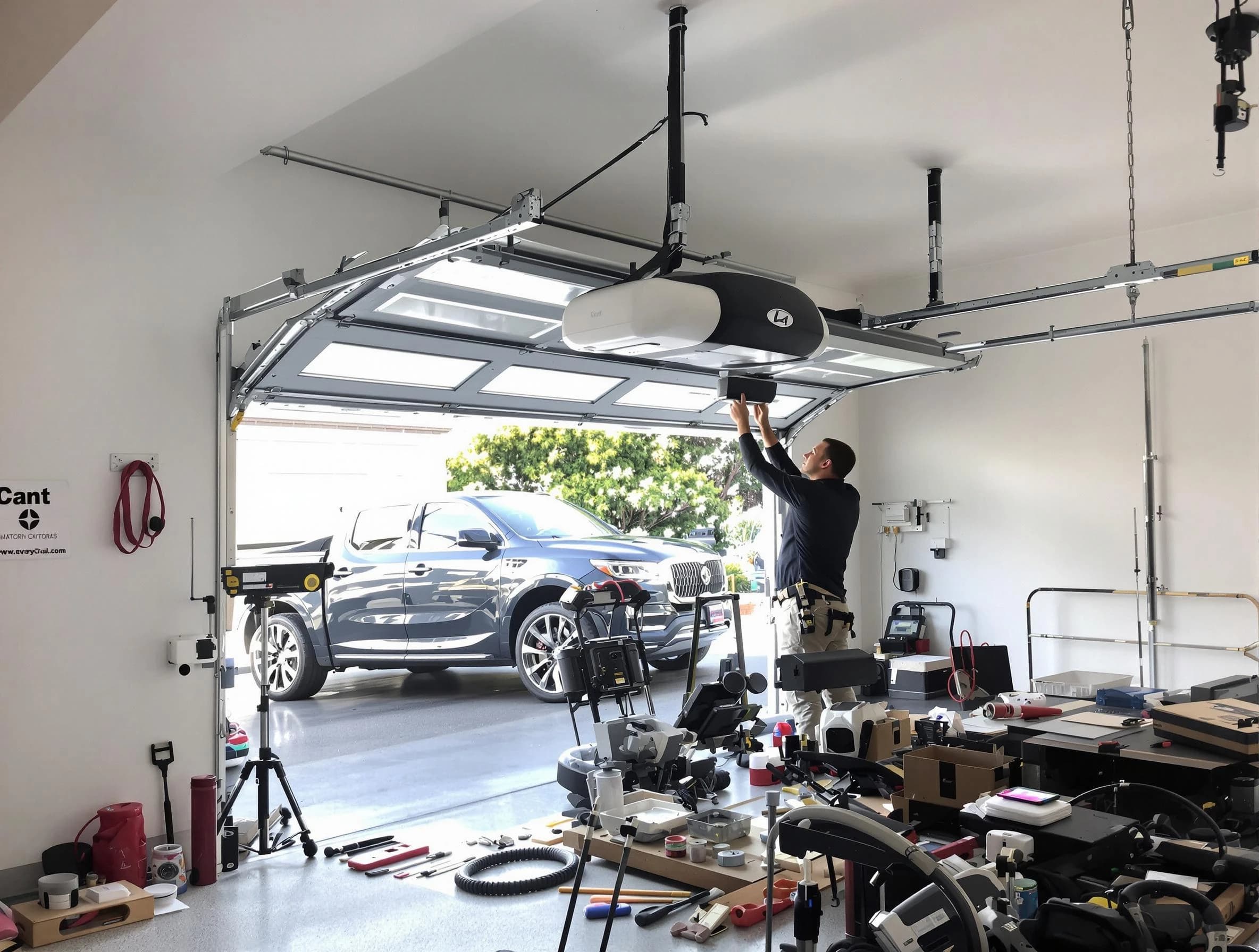 North Brunswick Garage Door Repair specialist installing smart garage door opener system in North Brunswick home