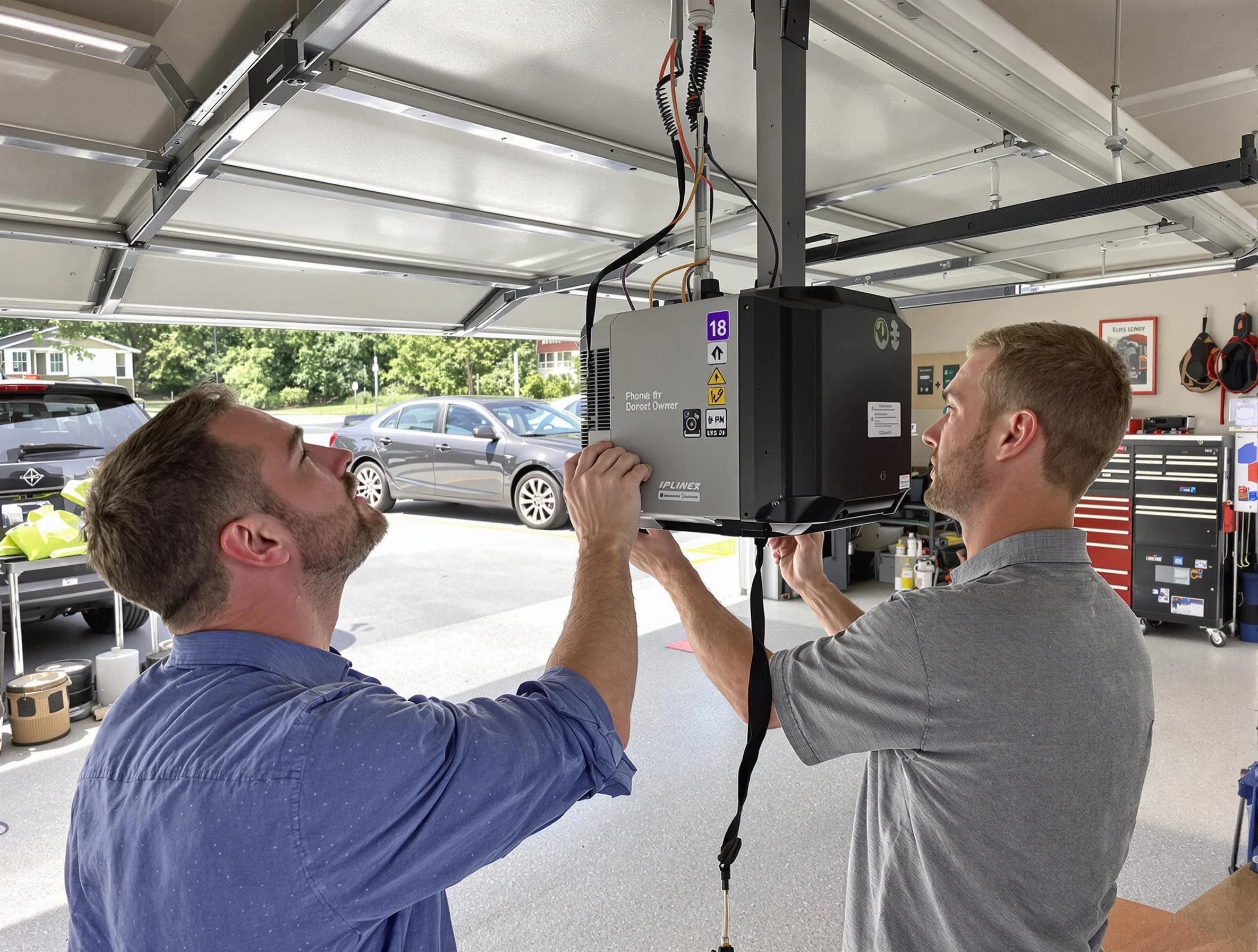 North Brunswick Garage Door Repair technician installing garage door opener in North Brunswick